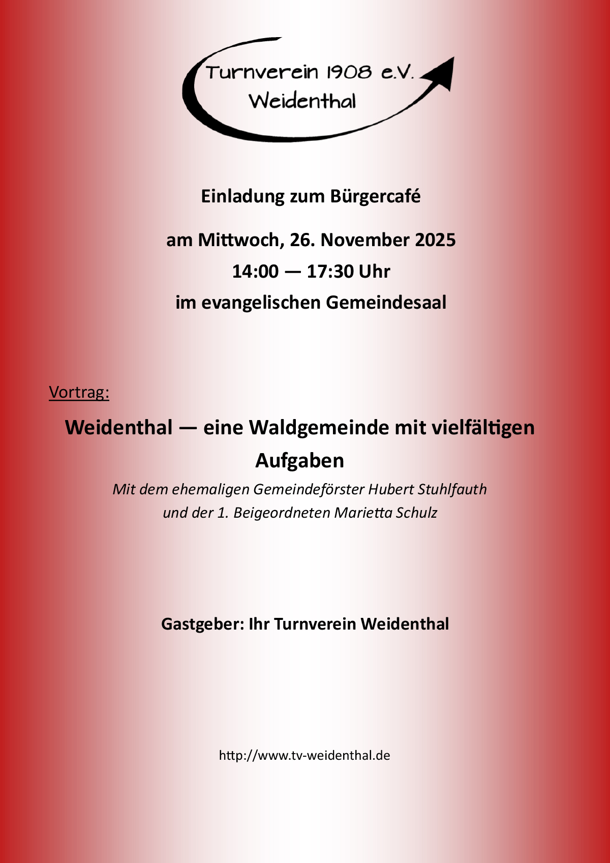 Plakat für das Bürgercafe mit dem Turnverein