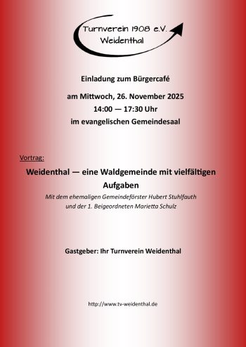 Plakat für das Bürgercafe mit dem Turnverein